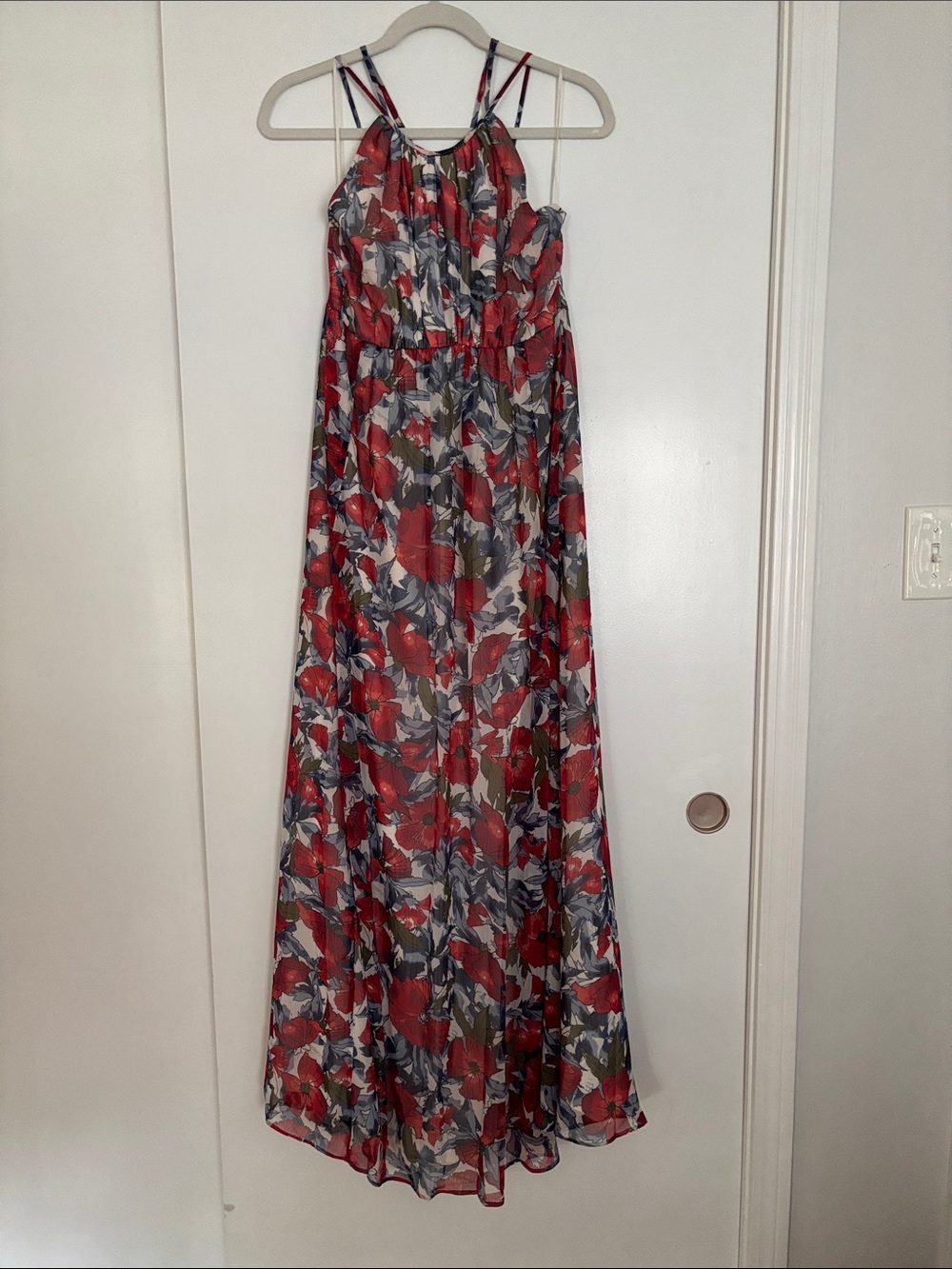 Maternity Floral Maxi Dress with Strappy Back